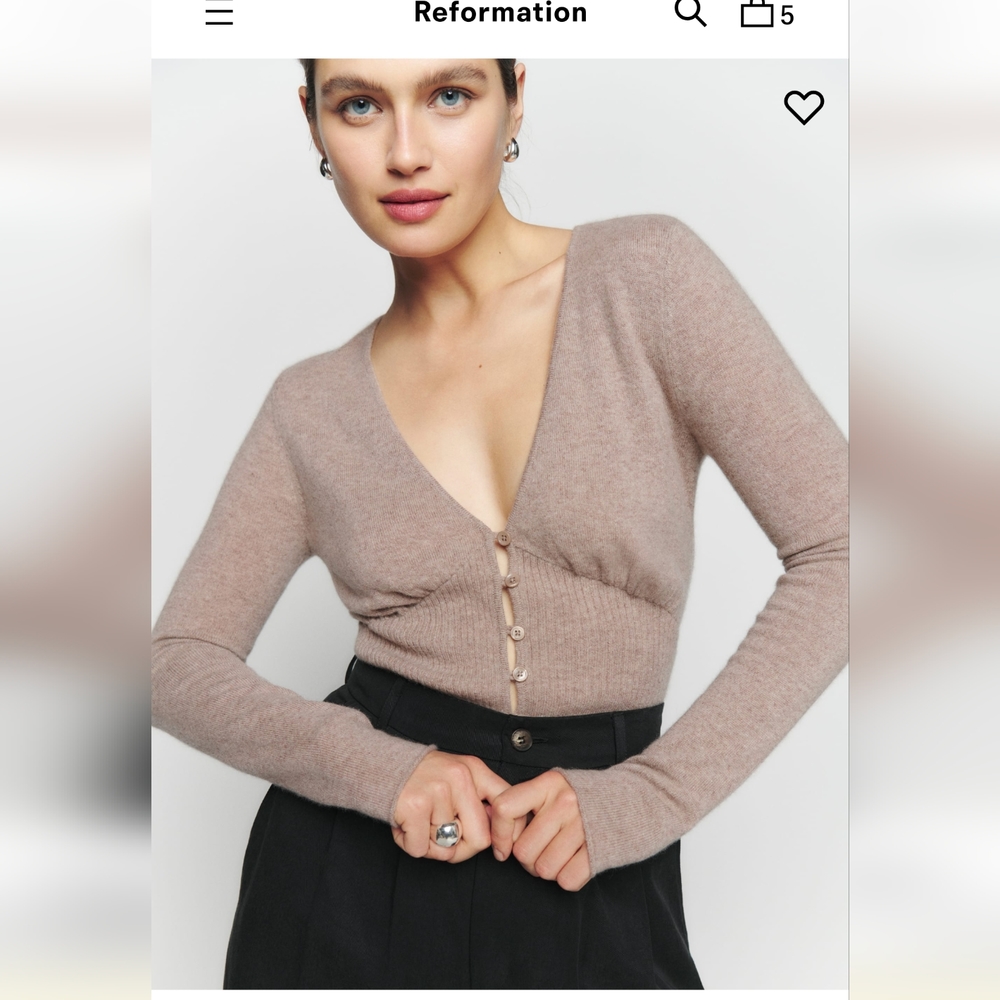 Reformation mercato cashmere novelty sweater with buttons